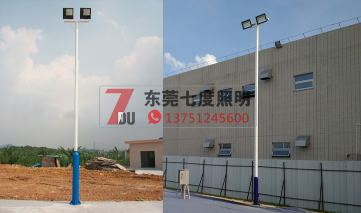 户外篮球场照明灯杆样式二：等径大小杆样式图片