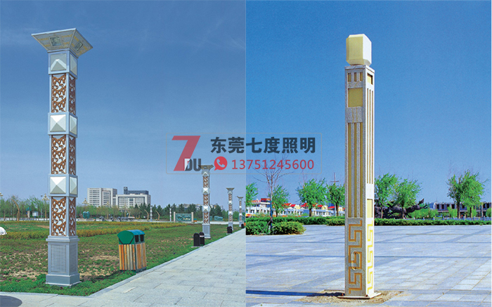 广场园林花季视频黄柱安装效果图片