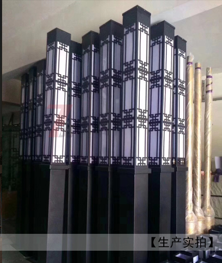 (QDJGDZ-016)广场中式镂空方形花季视频黄柱生产实拍图片