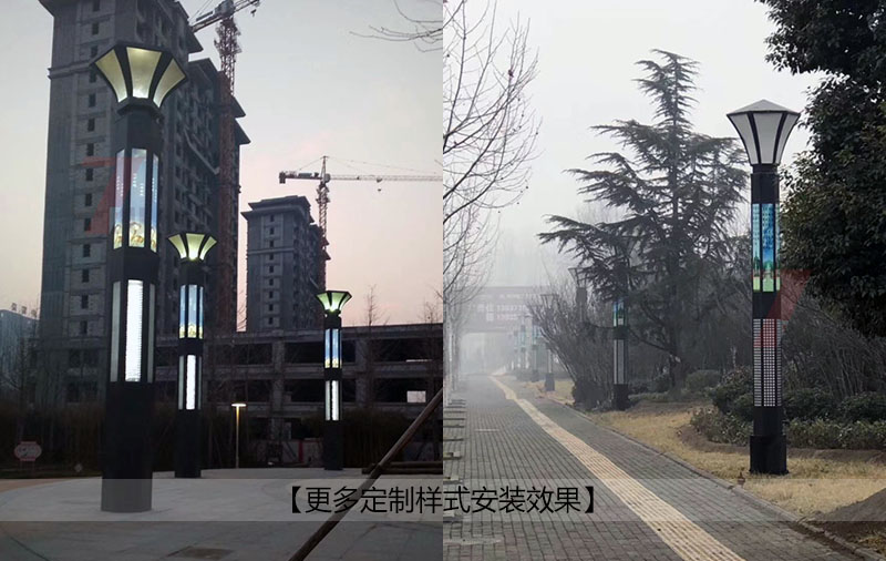 (QDJGDZ-023)六边发光园林立柱花季视频黄定制款公园安装效果实景